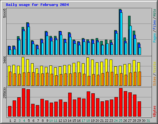 Daily usage for February 2024